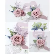 Corsage Flower with Ribbon Engagement Decor Corsage Hand Flower Decor Decorative