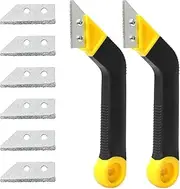 Grout Remover Tool 2 pcs, Tile Grout Cleaners Tile Grout Saw Angled Grout Hand Saw with 8 pcs Diamond Surface Blades Replacement for Cleaning (Black/Yellow)