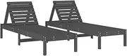 Camping Sunloungers Reclining Patio ChairsSun Loungers 2 pcs Grey 199.5x60x74 cm Solid Wood Pine