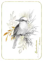 Old Tupton Ware Fauna Flora of Australia Tea Towel 50x70cm Gold Kookaburra, Landmark OT309