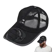 [Generic] Solar Powered Fan Hat - Cooling Fan Sports Hats | Uv Protection Baseball Hats with Fans, Breathable Solar Charging Fan Hat, Solar Powered Rechargeable Hat for Camping, Cycling, Running Black, Black