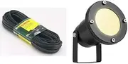 HPM 12V 1.3mm² Standard Duty Garden Lighting Cable 20m + Tuli 12V 4.5W LED Garden Pond Spotlight Black
