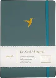 Yop & Tom A5 Dot Grid Journal - Hummingbird - With Extra Thick (160GSM) Paper (Deep Ocean)