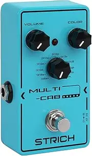 STRICH MULTI-CAB 11 Modes Digital Cabinet Simulation Pedal for Electric Guitar, Compact Mini Unit, True Bypass, 3 Control Knobs, Volume, Tone, Cabinet Simulation, 9V DC, Baby Blue