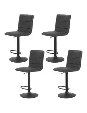 [Artiss] Gas Lift Vintage Leather Bar Stools x4 in Grey
