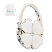 Clover Design Foldable Handbag Hanger Folding Purse Table Hook Holder() White