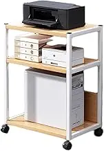 Printer Stand,with Wheels Home Office Desk Organizer,3 Layers Under Desk Printer Stand,for Desk Home Office(White)