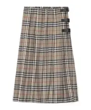 Burberry Checked Pleated Midi Skirt UK8,UK10,UK6,UK4 Crater/dark charcoal