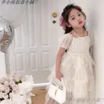 洋裝女童春夏公主裙子韓版2023童裝女寶白色蛋糕裙兒童洋氣禮服洋裝♡乔小雨