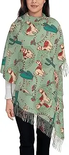 [NEZIH] Spring,Fall,Winter Christmas Love Heart Print Tassel Scarf Gift Men Women'S Warm, Soft Tassel Scarf
