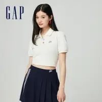 在飛比找momo購物網優惠-【GAP】女裝 Logo短袖POLO衫-米白色(890005