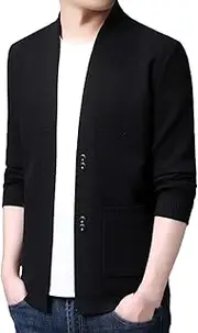 [ORDOBO] Men's Cardigan Sweater - Autumn Winter Knitted Cardigan Men Solid Color Slim Sweater Jacket Elegant V-Neck Cas