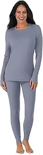 Cuddl Duds Womens Fleece Lined Thermal Long Sleeve Shirt and Leggings - Top and Bottom Base Layer Lounge Sets for Women