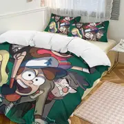 v2006 Bed Sheets Bedding Gravity Falls 3-Piece Bedding Set Soft Warm And Comfortable Bed Set with 1 Duvet Cover And 2 Pillowcases Bed Sheets yuq2006