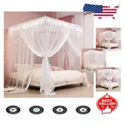 Charming White Princess Canopy Mosquito Net for Twin Bed - 4 Openings Design