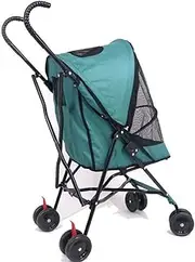 pet Stroller Pet Equipment Pet Stroller Pet Travel Cat Dog Out of Cart One-Click Folding Light Carry Foldable (Color : Green)