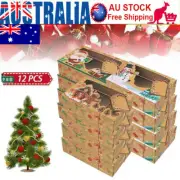 12PCS Christmas Cookie Box Kraft Paper Candy Gift Boxes Bags Food Packaging Box'