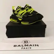 Balmain Men's Neoprene/Mesh Black & Green B-Bold Low-Top Sneakers - EU44/US11
