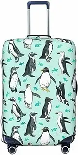 [CADREWY] Cute Penguins Print Travel Suitcase Cover Luggage Protector with Elastic Anti Scratch for Carry On, Black, X-Large