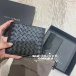 二手精品 BV BOTTEGA VENETA 經典編織小牛皮 八卡 8卡短夾 8卡 兩折短夾 黑 113993