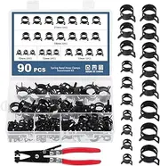 90PCS 10-21mm Spring Band Hose Clamp for Fuel Line, Low Pressure Air, Water Pipe, Silicone Vacuum - With Clamp Pliers