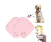 Mini GPS Tracker Anti Lost Smart Alarm Bluetooth Locator for Pet Kids Key Finder - 2pcs Pink