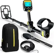 Metal Detector for Adults Waterproof - 2000mAh Chargeable Professional Cordless Gold Detector with LCD Display, Retractable Foldable Higher Accuracy Metal Detector with 10" IP68 Coil - OKESAM
