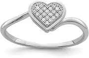 [Diamond2Deal] Women's 925 Sterling Silver Diamond Heart Ring (0.05 ct)