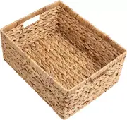 Jumbo Wicker Basket, Water Hyacinth Basket with Built-In Handles, Wicker Storage