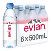 Evian Natural Spring Water 16.9 fl oz (6-Pack) | Pure Hydration