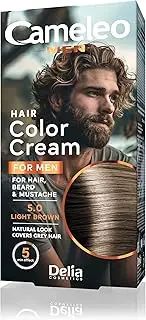 Cameleo For Men - Permanent Hair Dye, Hair Dye, Light Brown Colour for Hair, Beard & Moustache, Colour Effect in 5 Minutes, Cover Grey Hair, Ammonia Free, 30 ml