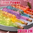 6/12PCS 20LED 2M Solar LED String Lights Copper Cork Wire Wine Bottle Night DIY