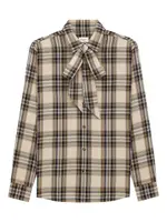 [Saint Laurent Paris] Saint Laurent Paris-Camicia LavalliÈRe Cassandre In Cotone Tartan-Donna L