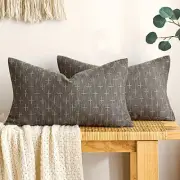 Pack of 2 Decorative Burlap Linen Throw Pillow 20" x 12" (Pack of 2) Dark Grey