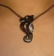 Necklace Gianni Liverani coconut shell & silver plated Zama alloy Sea Horse New!