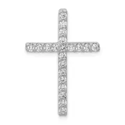 Solid 14k White Gold Simulated CZ Cross Pendant