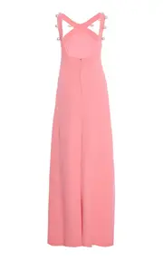 [Monique Lhuillier] Cut Away Neckline With Pearl Ball Trim Wool Blend