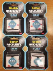 4 Pk: Scotch Mount Clear Double-Sided Mounting Squares 1" x 1", 48 Sq. E7C