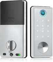 Smart Lock, Tuya App Fingerprint Keyless Without Handle Lock Cerradura inteligente Biometric Deadbolt Electronic Smart Door Lock for Home Office Bedroom(Silver) Learned extensively Aqiong