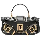 $2450 BALMAIN Blaze Leather Clutch With Jacquard Monogram w Shoulder Strap