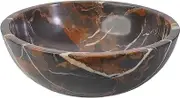 Natural Stone Marble Round Shape Basin in Black & Gold – Luxury Marble Vessel Sink for Bathroom or Washroom – Easy to Clean Stone Countertop Sink – 36.5cm Inner Bowl, 40 cm Outer Bowl & 14cm Height