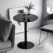 Round Bar Table 19.7"/ 22"/ 28.3" Height Counter Bistro Table Pub Table with Metal Base for Kitchen Living Room Patio, Black Work Table Negotiation Side Table(40x72cm)