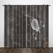 Exquisite Bedroom Blackout Curtains, Retro Light Bulb Cartoon 79x84 Inch Heat Insulation Blackout Children's Curtains,3D lackout Curtains, Suitable for Living Room Bedroom Childre
