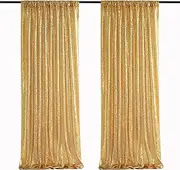 Gold Sequin Backdrop Curtain Panels Stage 2 Pieces 2FTx8FT Wedding Party Background Drapes