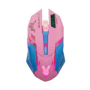 USB Wireless Gaming Mouse Pink Computer Professional E-sports Mouse 2400DPI Colorful Backlit Silent Mouse for Lol Data Laptop Pc