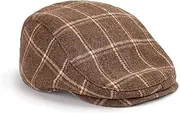 [Boston Scally Co.] The Original Boston Scally Cap - Plaid Newsboy Flat Cap - Single Panel Cotton Fitted Hat for Men