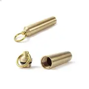 2 Pieces Mini Pill Fob Portable Keyring Pill Boxes Waterproof Brass Pill Bott...