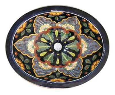 #037) MEDIUM 17x14 MEXICAN BATHROOM SINK CERAMIC DROP IN UNDERMOUNT BASIN