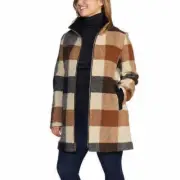 Pendleton Women's Wool Blend Walker Coat Tan Plaid Variety Sizes