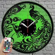 LED Clock Peacock Vinyl Record Wall Clock Led Light Wall Clock 1755